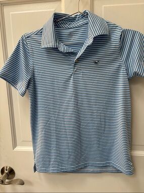 Vineyard Vines Light Blue & White Striped Polo